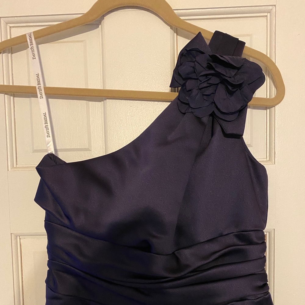One shoulder plum color bridesmaid dress